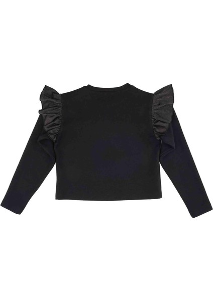 Kız Çocuk Kolları Deri Detaylı Sweatshırt modelleri