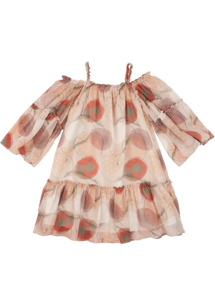 Kız Çocuk Desenli Kayık Yaka Elbise fiyatları