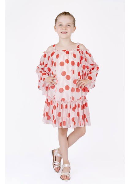 Kız Çocuk Desenli Kayık Yaka Elbise fırsatları