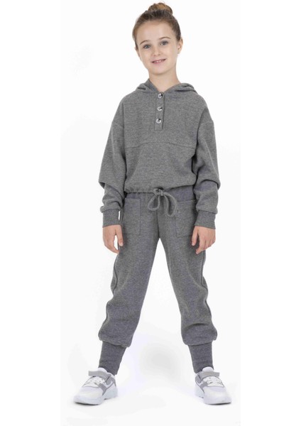 Kız Çocuk Önü Düğmeli Sweatshırt