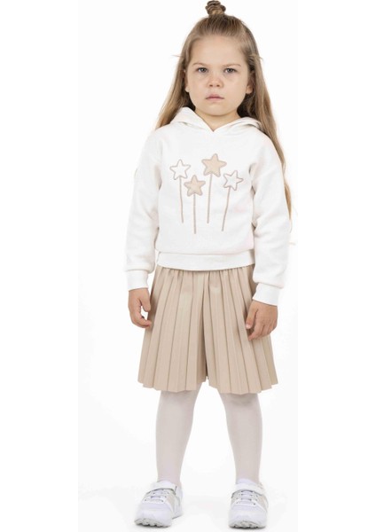 Kız Çocuk Baskılı Kapüşonlu Sweatshırt