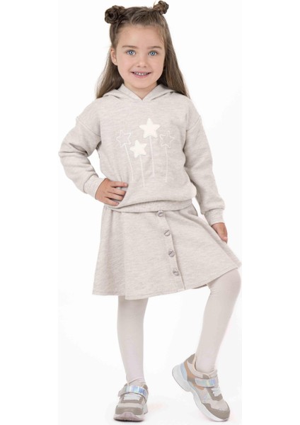 Kız Çocuk Baskılı Kapüşonlu Sweatshırt BB22KK12064