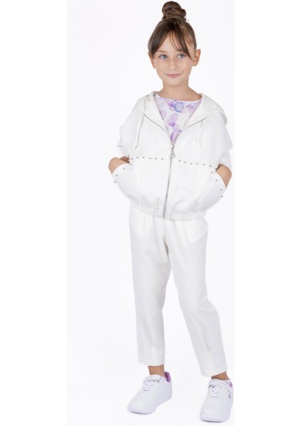 Kız Çocuk Kapüşonlu Taşlı Sweatshırt BK23YK14245