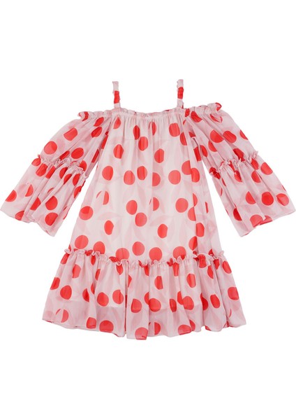 Kız Çocuk Desenli Kayık Yaka Elbise indirimleri