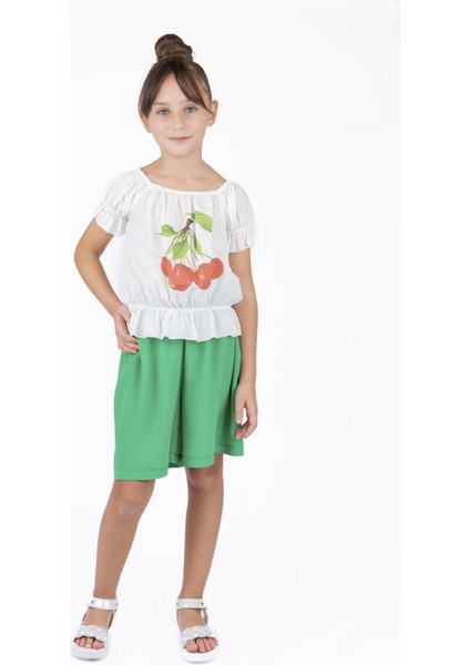 Kız Çocuk Beli Lastikli Baskılı Bluz BK23YK14099