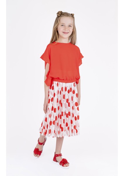 Kız Çocuk Desenli Pileli Etek Bk23yk14208