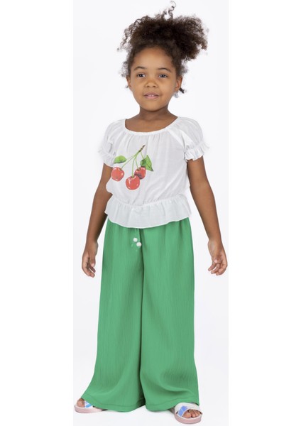 Kız Çocuk Beli Lastikli Bol Paçalı Pantolon fırsatları