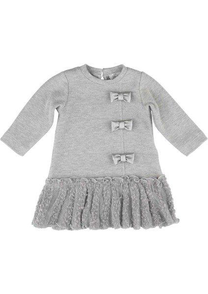 Kız Bebek Fiyonk Detaylı Tül Fırfırlı Elbise
