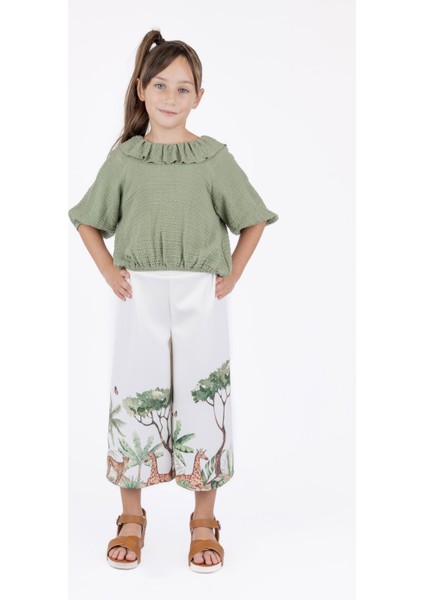 Kız Çocuk Yaka Fırfırlı Bluz BK23YK14183