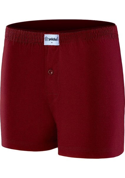 Erkek Düz Bordo Havlu Bel 4'lü Paket Boxer