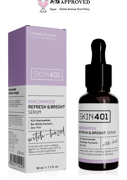 SKIN401 %10 Niacinamide Canlandırıcı ve Aydınlatıcı Serum 30ML (%25 Tanıtım)