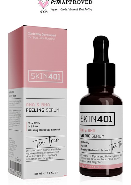 SKIN401 Aha %10 Bha %2 Cilt Tonu Eşitleyici Yüz Peeling Serum 30ML (%25 Tanıtım )