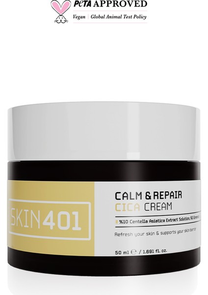 SKIN401 Sakinleştirici ve Bariyer Onarıcı Cica Centella Krem 50 ml