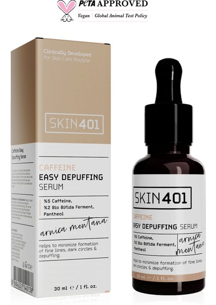 SKIN401 %5 Kafein Göz Altı Şişlik ve Torbalanma Karşıtı Serum 30 ml