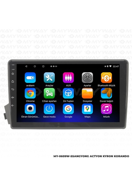 Ssangyong Korando Android 12 Multimedya Carplay 2gb RAM+32GB HDD Navigasyon Ekran