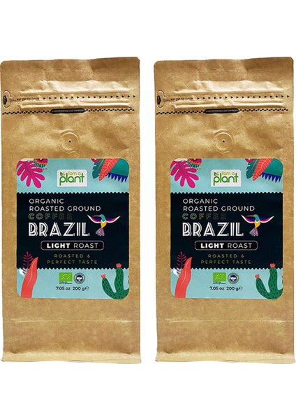 Organik Filtre Kahve Brezilya Light 2x200 Gr (Öğütülmüş)