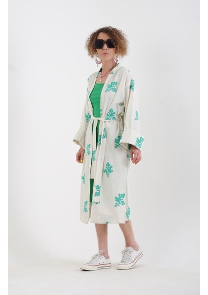 Yeşil Nakışlı Kimono Ceket fiyatları
