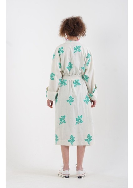 Yeşil Nakışlı Kimono Ceket fırsatları