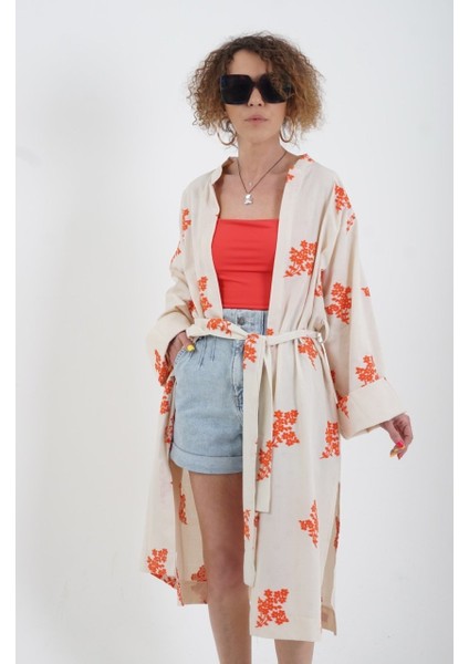 Nar Çiçeği Nakışlı Kimono Ceket modelleri