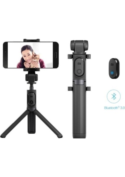 Bluetooth Kumandalı Orjinal Selfie Çubuğu - Monopod - Tripod Siyah