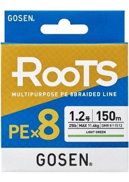 X8 Roots Pe 8 Örgü Spin Ip Misina 150MT A.yeşil