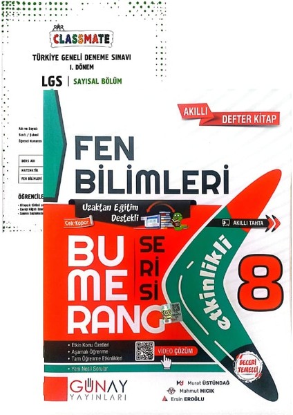 8.Sınıf Bumerang Fen Bilimleri Etkinlikli Defter-Kitap-Yeni Baskı-(Muba Yayınları Denemeli)