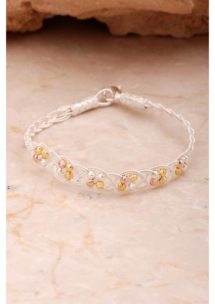 Kazaziye Işlemeli Elişi Renkli Dorissa Gümüş Bileklik 4397