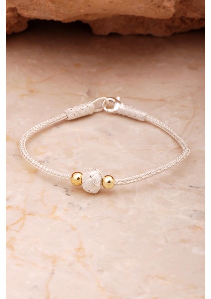 Kazaziye Işlemeli Elişi Altın Kaplama Toplu Gümüş Bileklik 4401