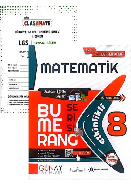 8.Sınıf Bumerang Matematik Defter&kitap-Yeni Baskı-(Muba Yayınları Denemeli)
