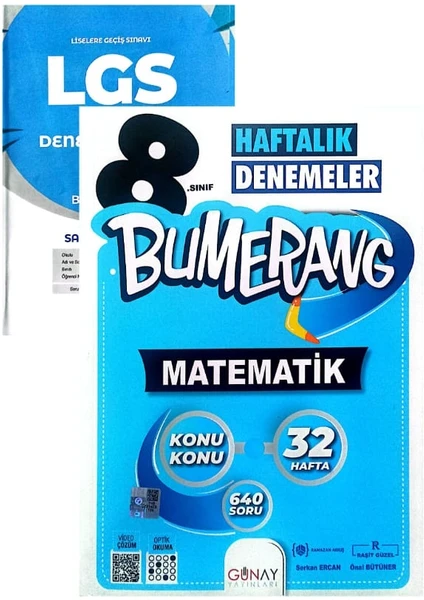 Günay Yayınları 8.Sınıf Bumerang Matematik Deneme-Yeni Baskı-(Muba Yayınları Denemeli)