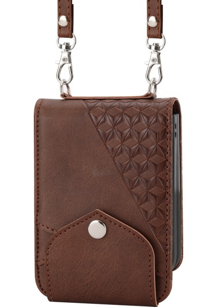 Hongshou-Samsung Galaxy Z Flip5 Için Kübik Dokulu Deri Kılıf (Yurt Dışından) fiyatları