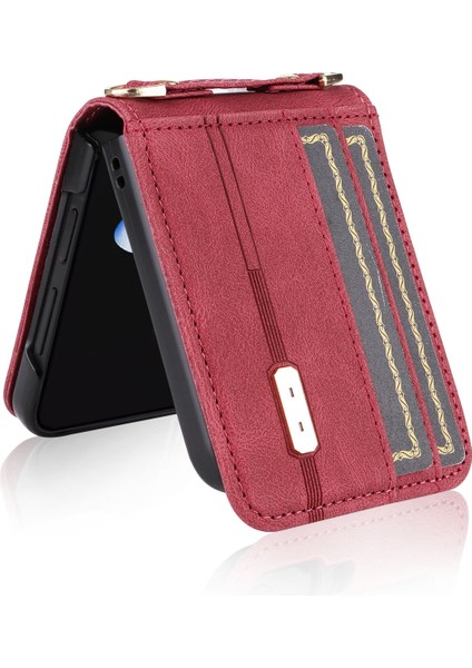 Hongshou-Samsung Galaxy Z Flip5 5g Için Crossbody Deri Telefon Kılıfı (Yurt Dışından)