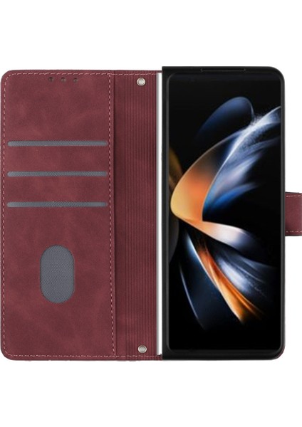 Hongshou-Samsung Galaxy Z Fold5 5g Için Pu Telefon Kılıfı (Yurt Dışından)