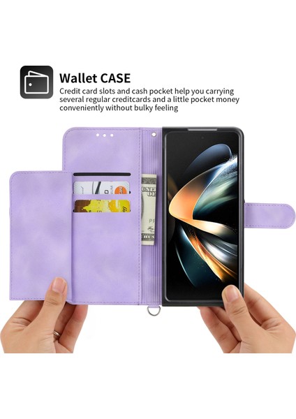 Hongshou-Samsung Galaxy Z Fold5 Için Çiçekler Kabartmalı Deri Kılıf (Yurt Dışından)