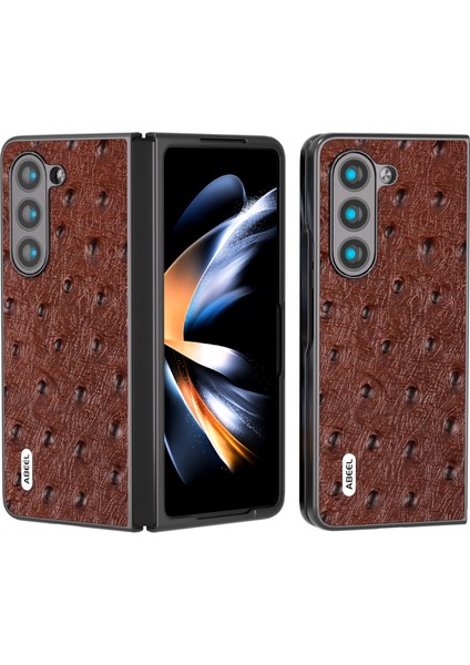 Hongshou-Samsung Galaxy Z Fold5 Için Abe Devekuşu Dokulu Kılıf (Yurt Dışından)