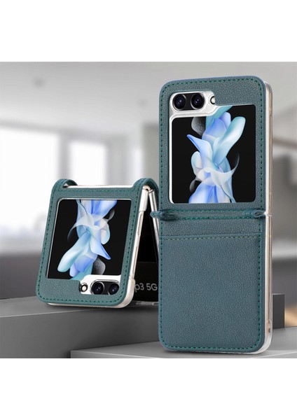 Hongshou-Samsung Galaxy Z Flip5 Için Litchi Texture Pu Arka Telefon Kılıfı (Yurt Dışından)