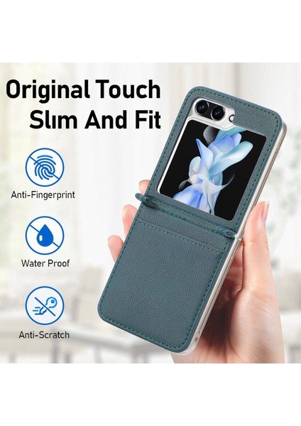 Hongshou-Samsung Galaxy Z Flip5 Için Litchi Texture Pu Arka Telefon Kılıfı (Yurt Dışından) modelleri