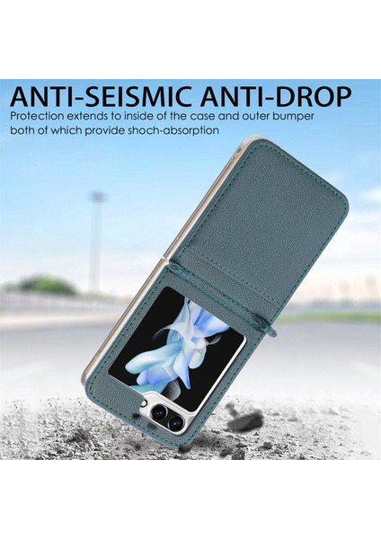 Hongshou-Samsung Galaxy Z Flip5 Için Litchi Texture Pu Arka Telefon Kılıfı (Yurt Dışından) fırsatları