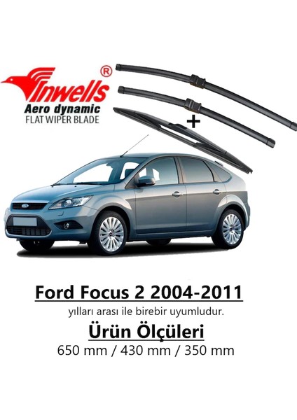 Ford Focus 2 2004 - 2011 Ön ve Arka Muz Silecek Takımı