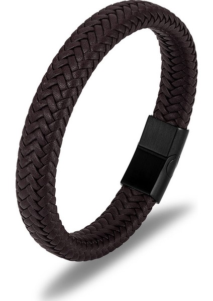 Erkek Deri Bileklik - Koyu Kahverengi (Yurt Dışından)