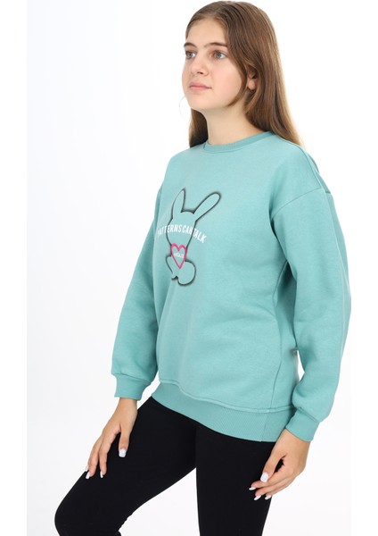 Angelos Girls Kız Çocuk Ayıcık Baskılı 3 Iplik Sweatshirt 7-13 Yaş LX268