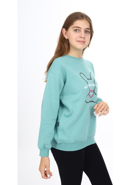 Angelos Girls Kız Çocuk Ayıcık Baskılı 3 Iplik Sweatshirt 7-13 Yaş LX268