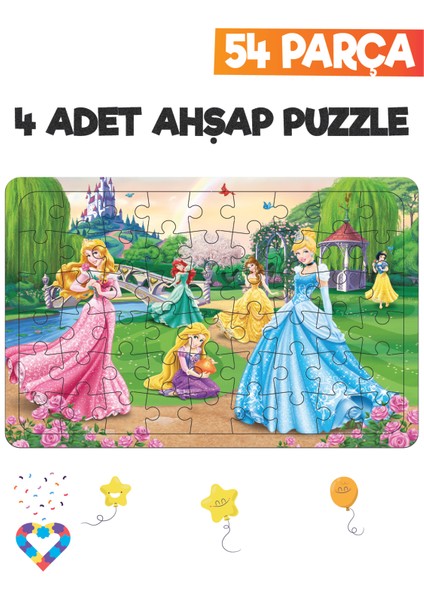 Ahşap 54 Parça 4 Set Çocuk Puzzle