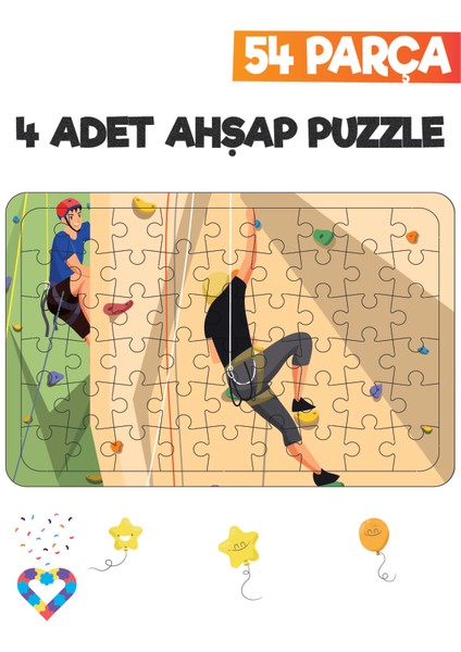 Ahşap 54 Parça 4 Set Çocuk Puzzle