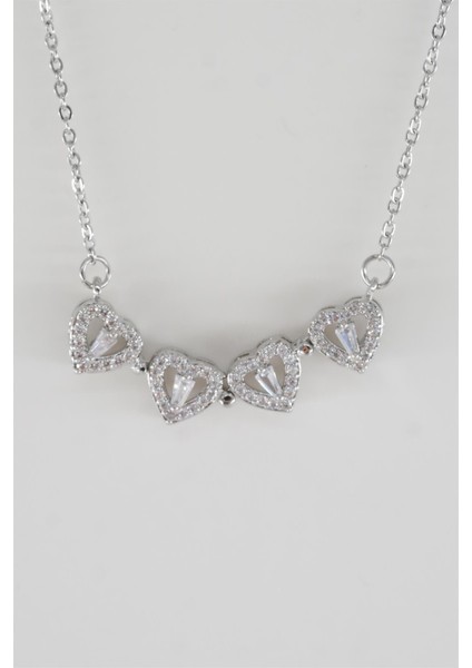 Kadın 316L Paslanmaz Çelik 40 cm Şekil Değiştirebilen Yonca ve Kalp Figürlü Baget Zirkon Taşlı Kolye modelleri