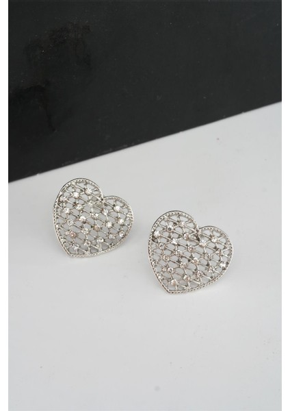 Kadın Kalp Figürlü 2.5 cm Zirkon Taşlı Küpe