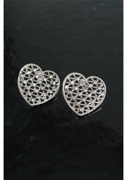 Kadın Kalp Figürlü 2.5 cm Zirkon Taşlı Küpe modelleri