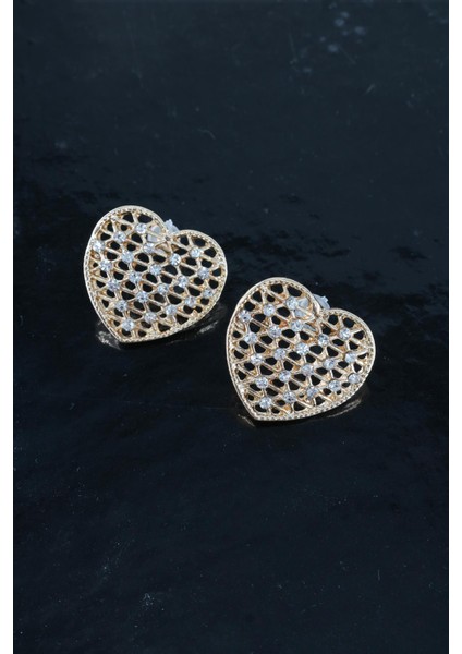 Kadın Kalp Figürlü 2.5 cm Zirkon Taşlı Küpe fırsatları