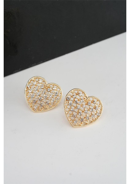 Kadın Kalp Figürlü 2.5 cm Zirkon Taşlı Küpe