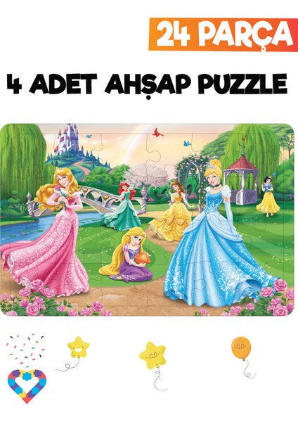 Ahşap 24 Parça 4 Set Çocuk Puzzle